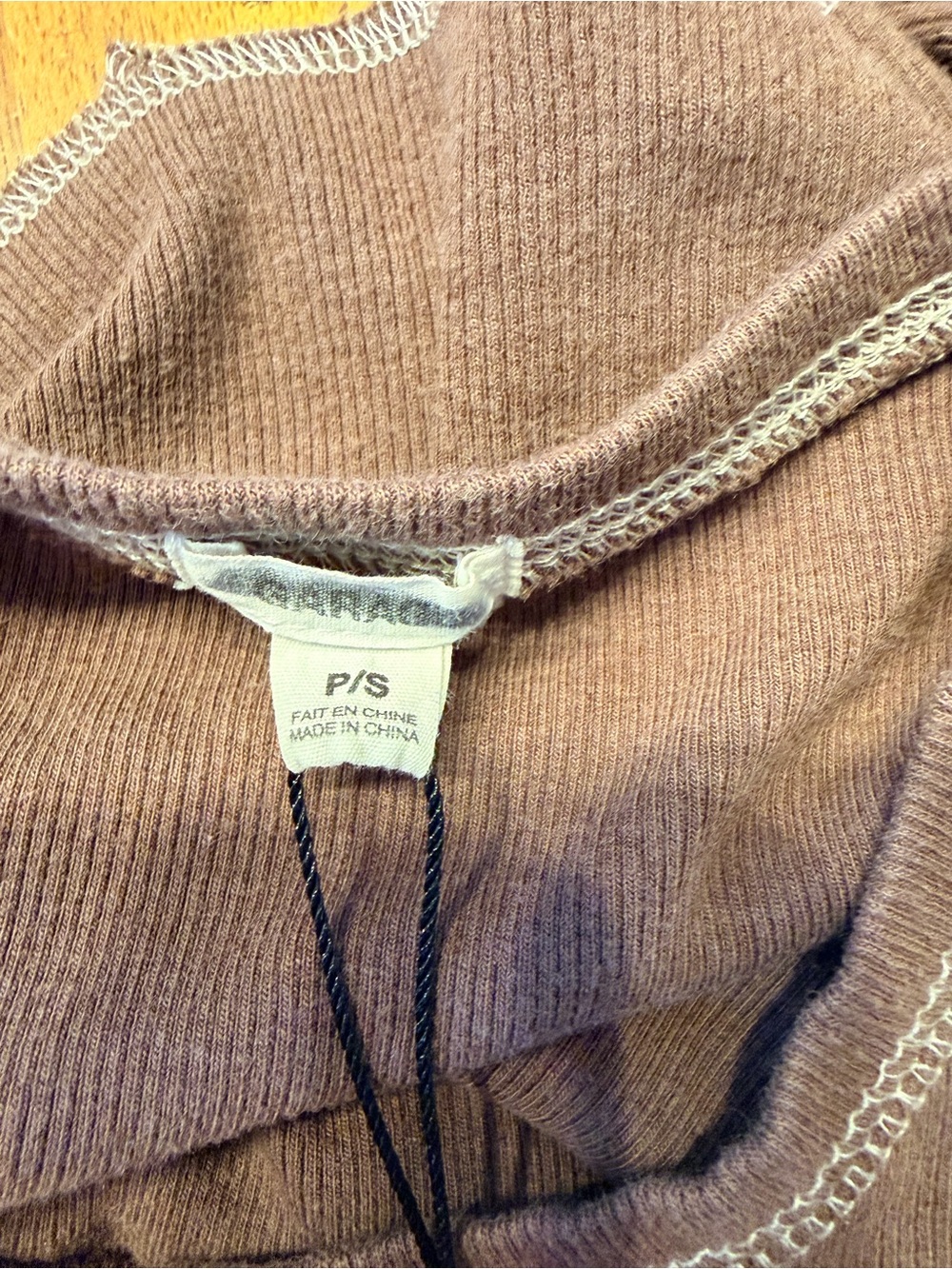 Garage Women’s Brown Ribbed Cropped Long Sleeve Top, Size Small - Picture 7 of 9